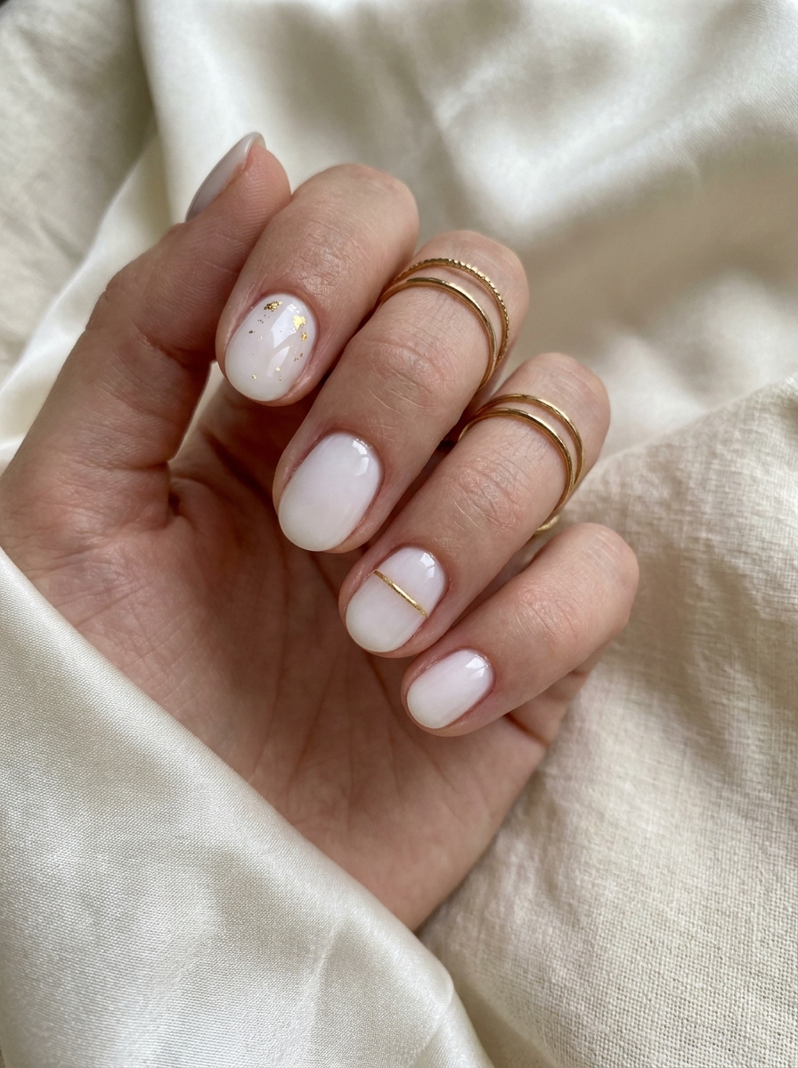 White and Gold Nails als Goldene Nägel Inspiration 2026